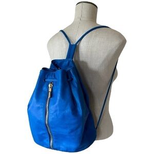 Elizabeth and James Electric Blue Leather Cinch Top Backpack Bucket Bag